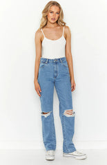 ABRAND A 94 High Straight Georgia Rip Blue Jeans