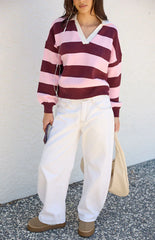 Rina Pink Stripe Polo