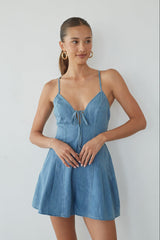 Bea Front Tie Denim Romper