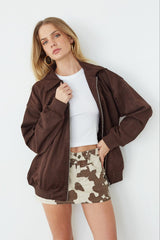 Cassie Suede Bomber Jacket