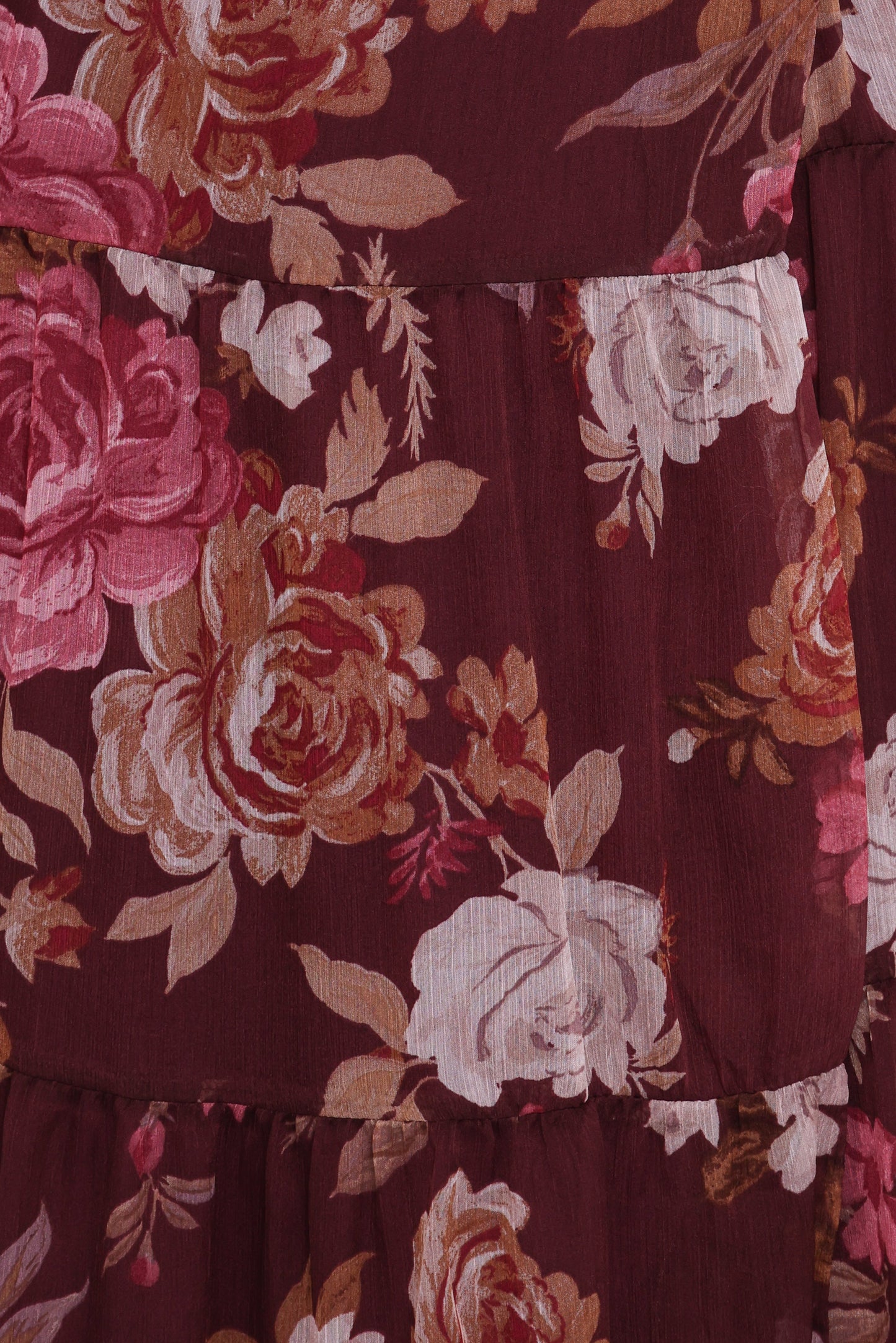 Korina Long Sleeve Maxi Dress - Burgundy Brandy Bloom