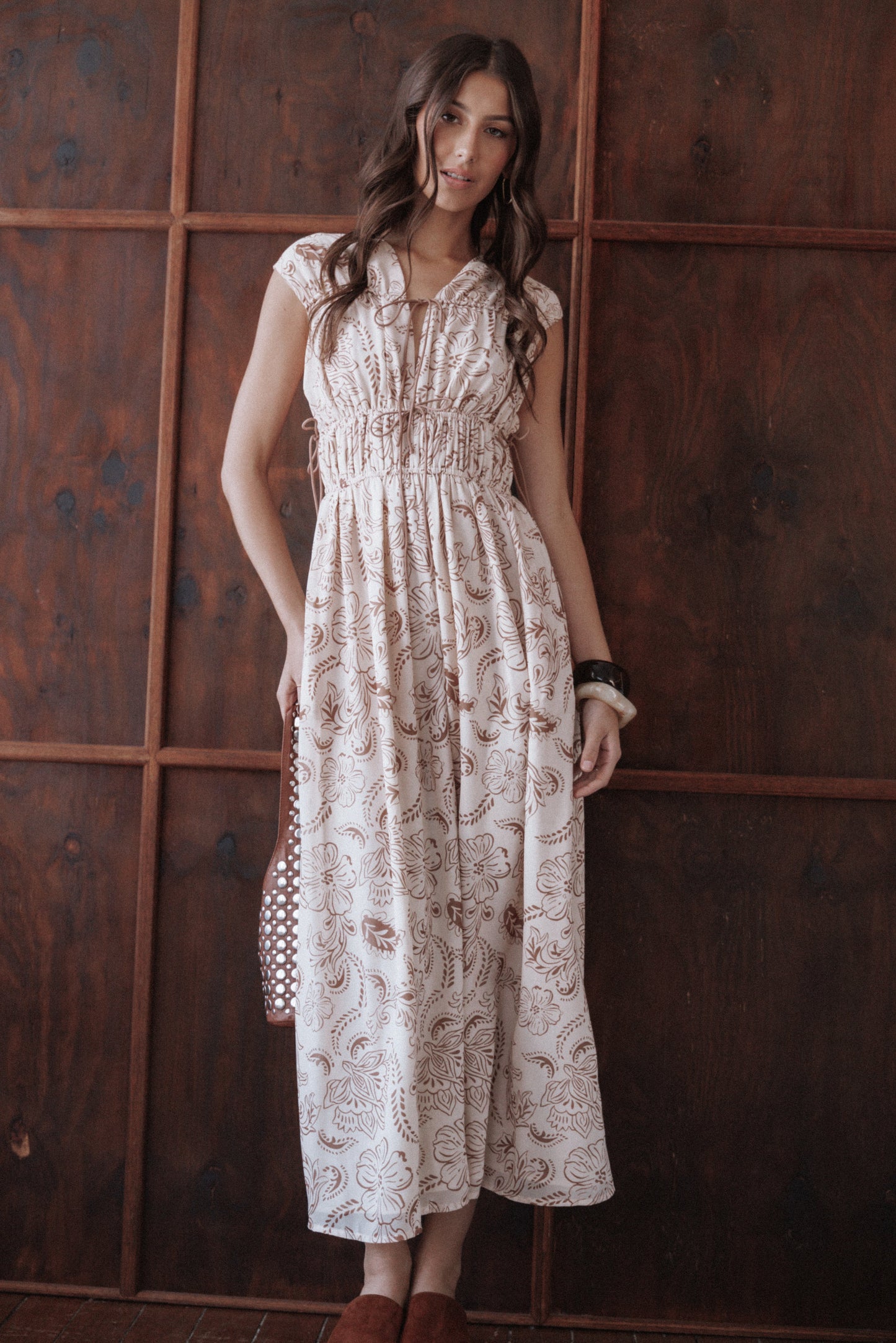 Safira Midi Dress - Brown Paisley