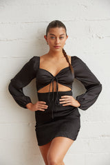 Kaia Smocked Satin Mini Dress