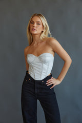 Brenna Strapless Glitter Corset Top