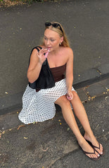 Khalea White Polka Dot Hanky Hem Midi Skirt