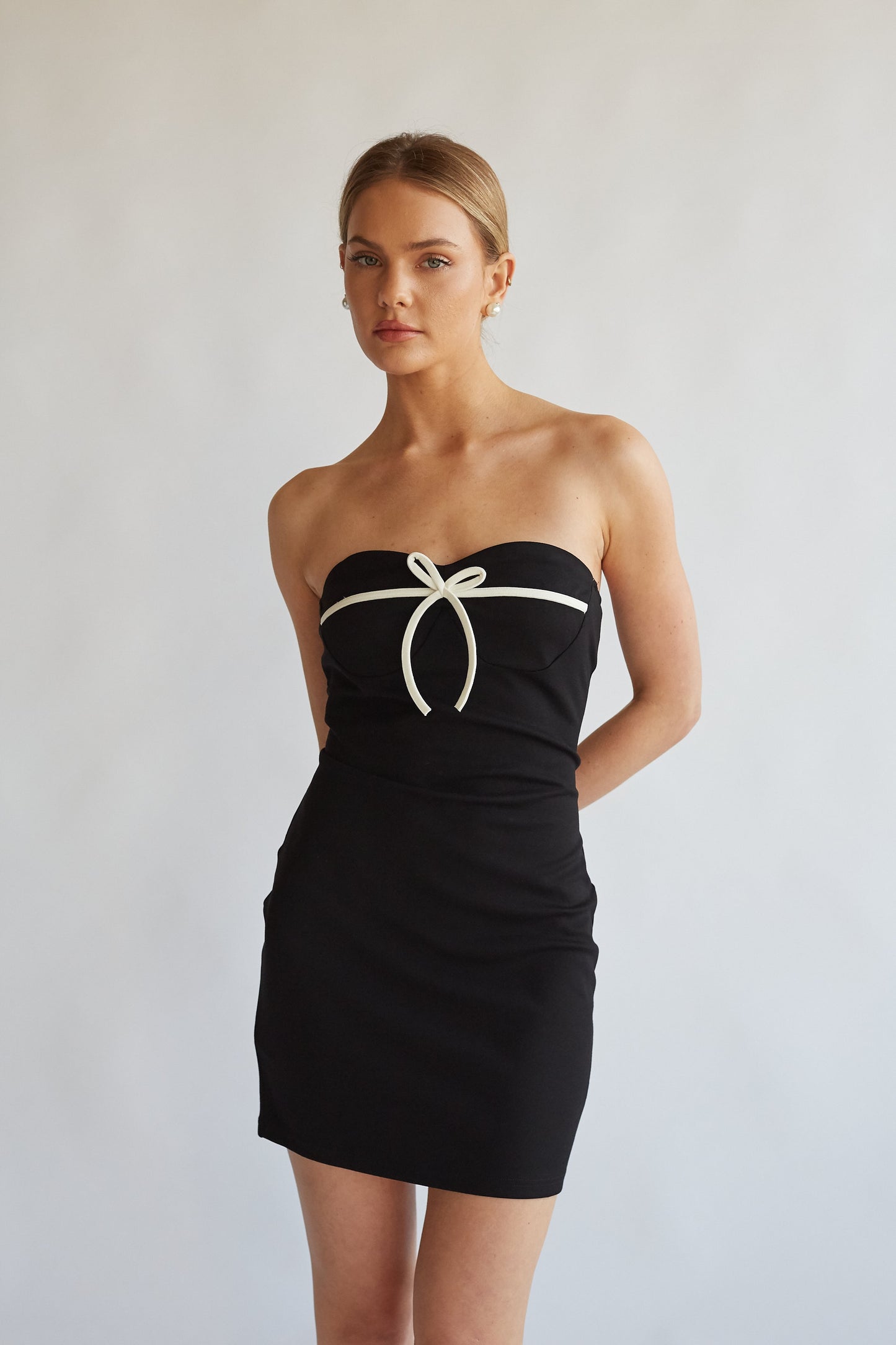 Eloise Strapless Bow Bodycon Mini Dress