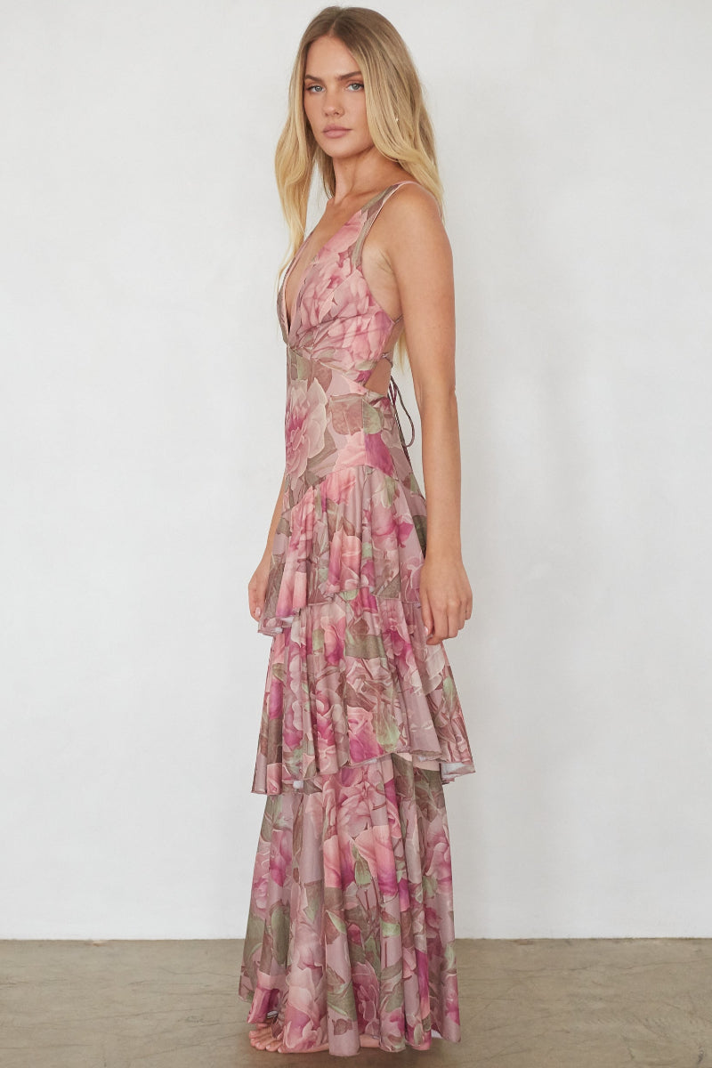 Imogen Mesh Tiered Maxi Dress