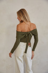 Kara Off the Shoulder Bow Back Sweater