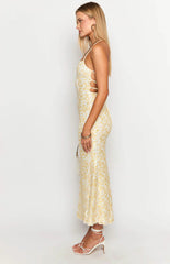 Beside Me Yellow Lace Maxi Dress