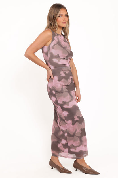 Alyssa Maxi Dress - Pink/Brown Print