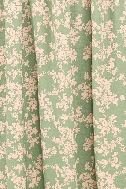 Ashara Long Sleeve Midi Dress - Green Floral