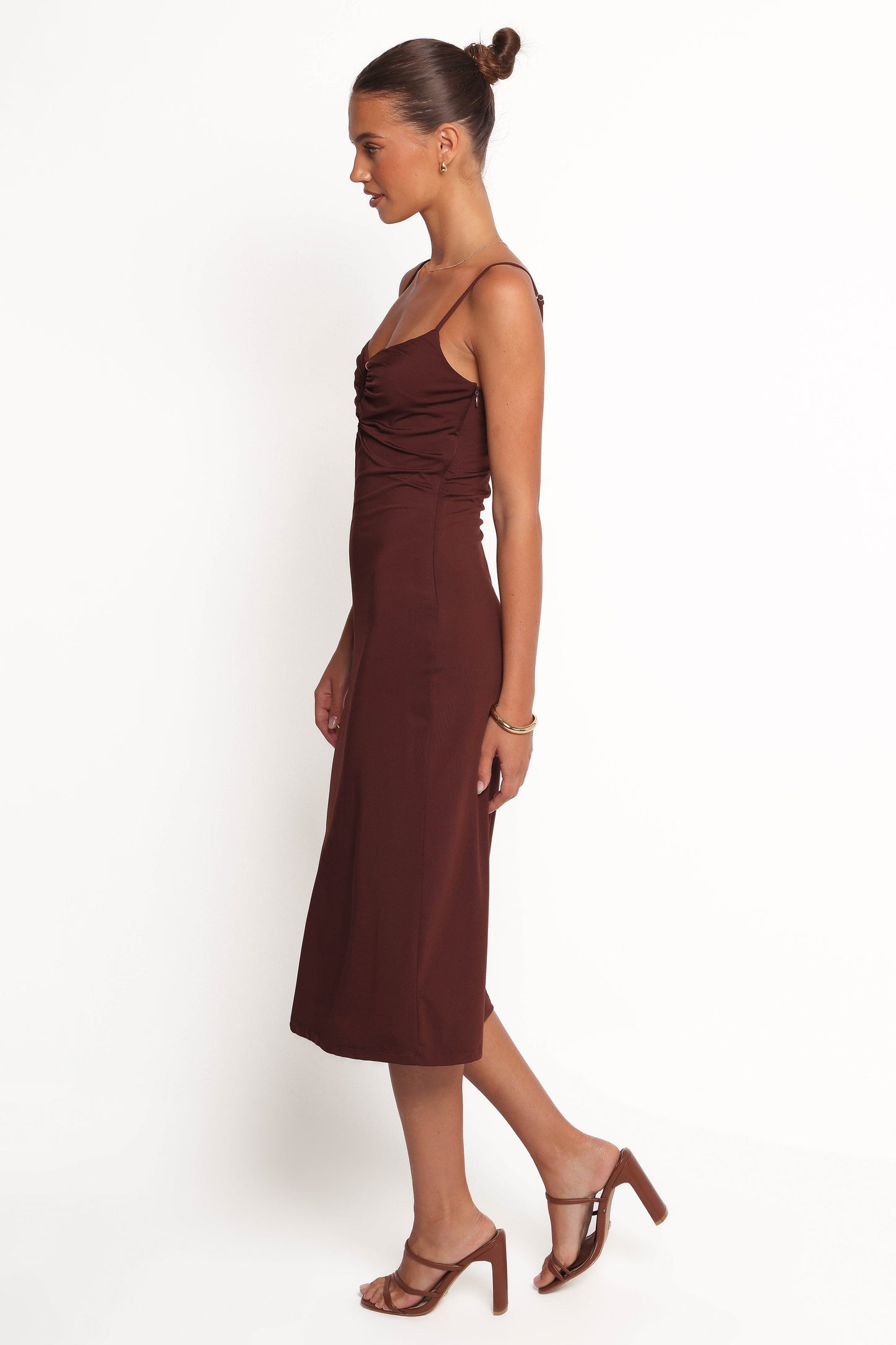 Ashy Midi Dress - Brown