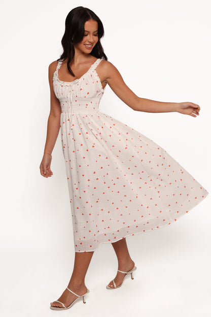Auguste Midi Dress - Ditsy Heart