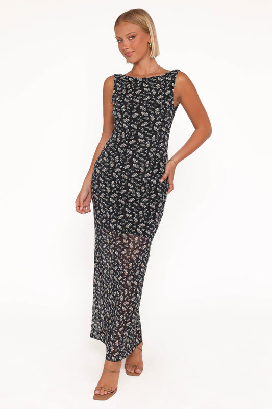Brissa Maxi Dress - Black Floral