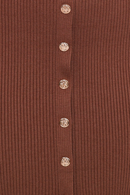 Brydie Long Sleeve Midi Dress - Chocolate Brown