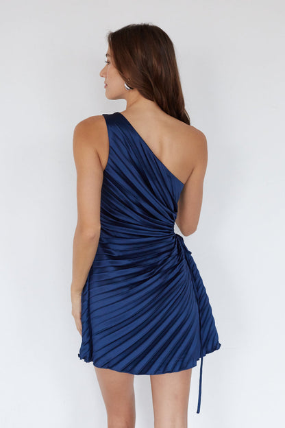 Carrie One Shoulder Plisse Mini Dress
