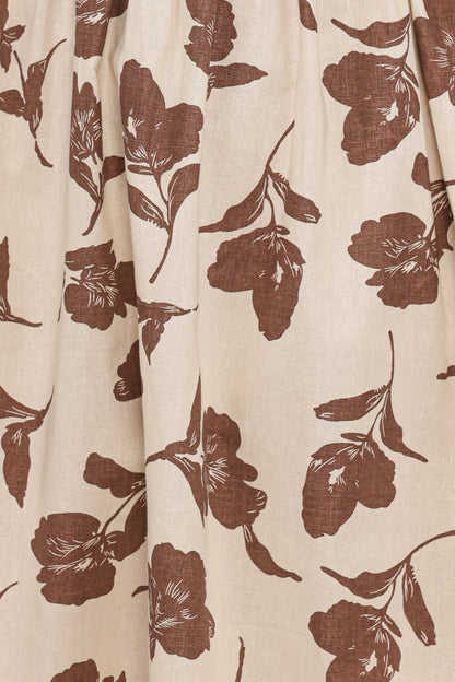 Cambria Long Sleeve Mini Dress - Brown/White