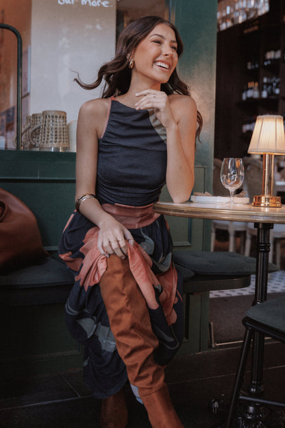 Carlin Midi Dress - Black Floral