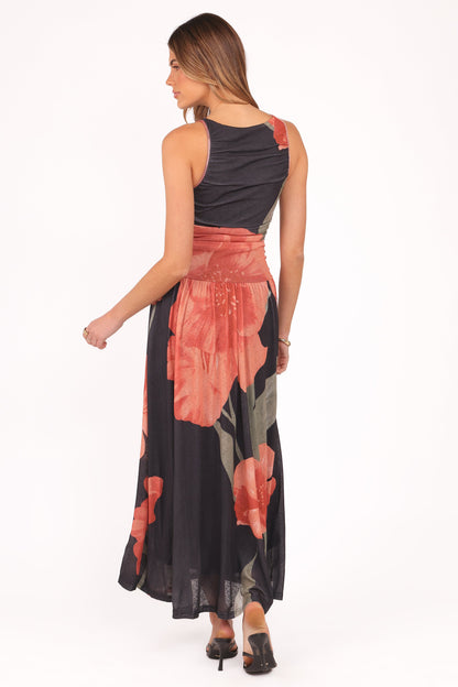 Carlin Midi Dress - Black Floral