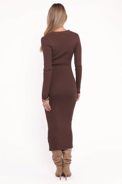 Collins Long Sleeve Midi Dress - Chocolate