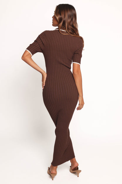 Conner Short Sleeve Knit Dress - Chocolate