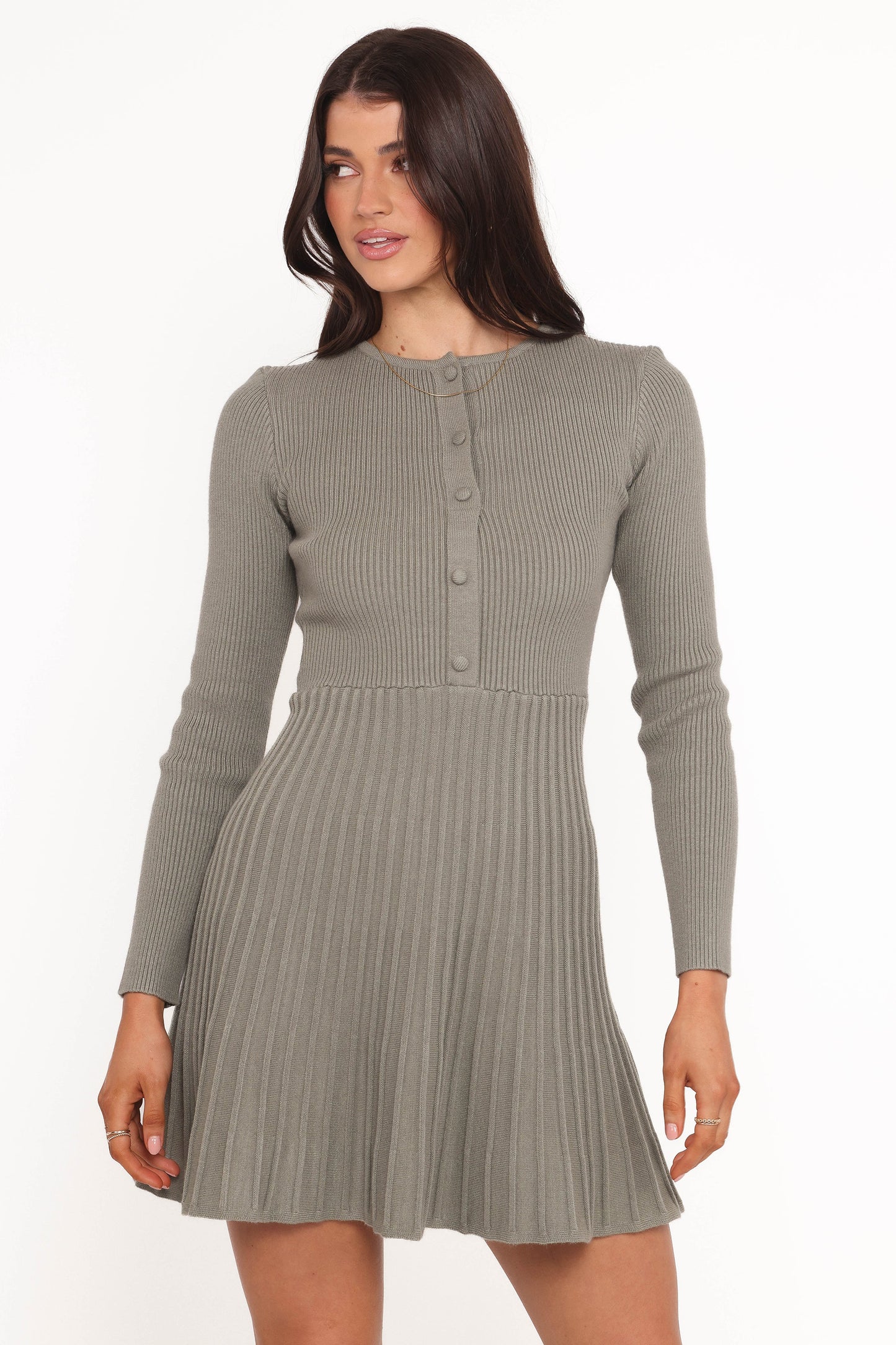 Darlina Long Sleeve Mini Dress - Olive