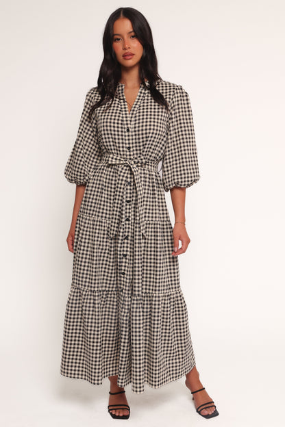 Dixon Maxi Dress - Black Cream Gingham