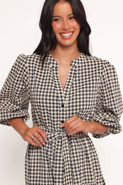Dixon Maxi Dress - Black Cream Gingham