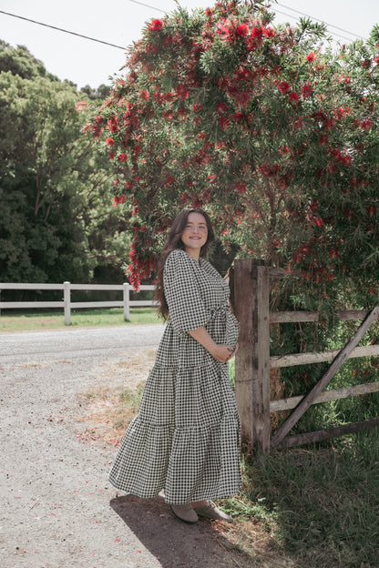 Dixon Maxi Dress - Black Cream Gingham