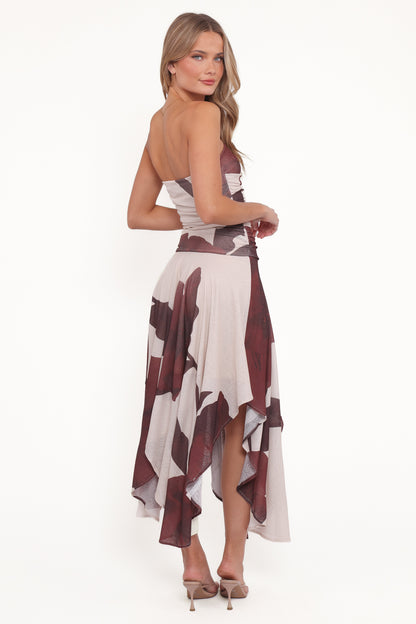 Doreen Midi Dress - Brown Floral