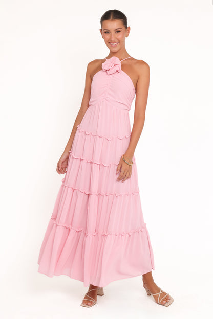 Dottie Halterneck Maxi Dress - Pink
