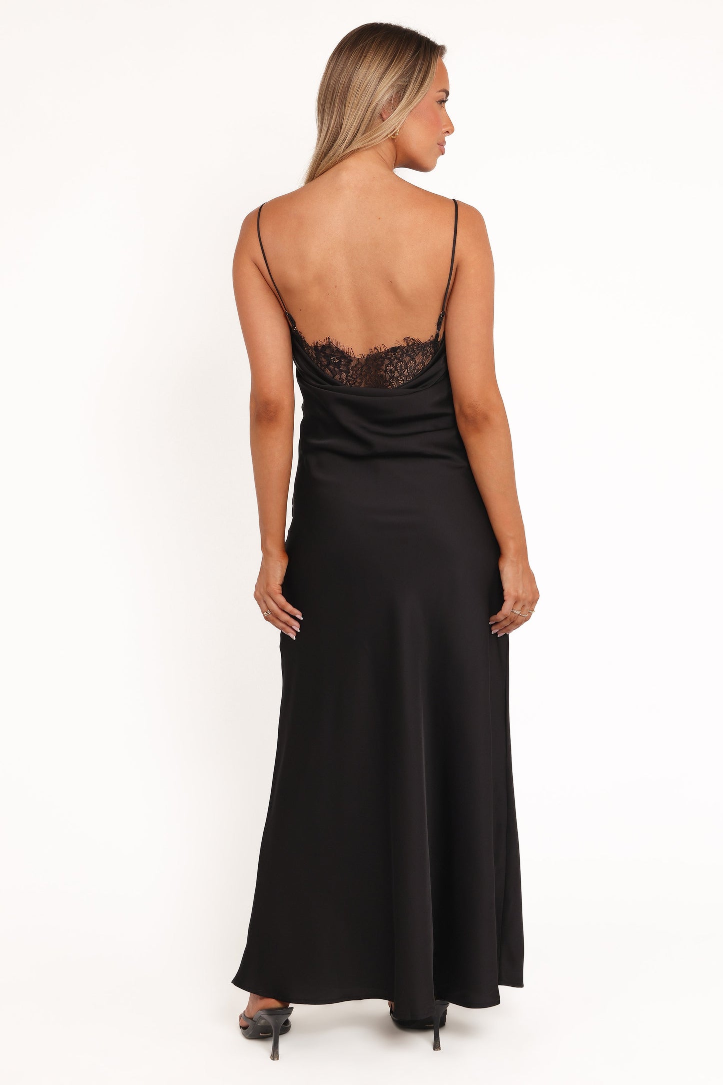 Evana Lace Maxi Dress - Black