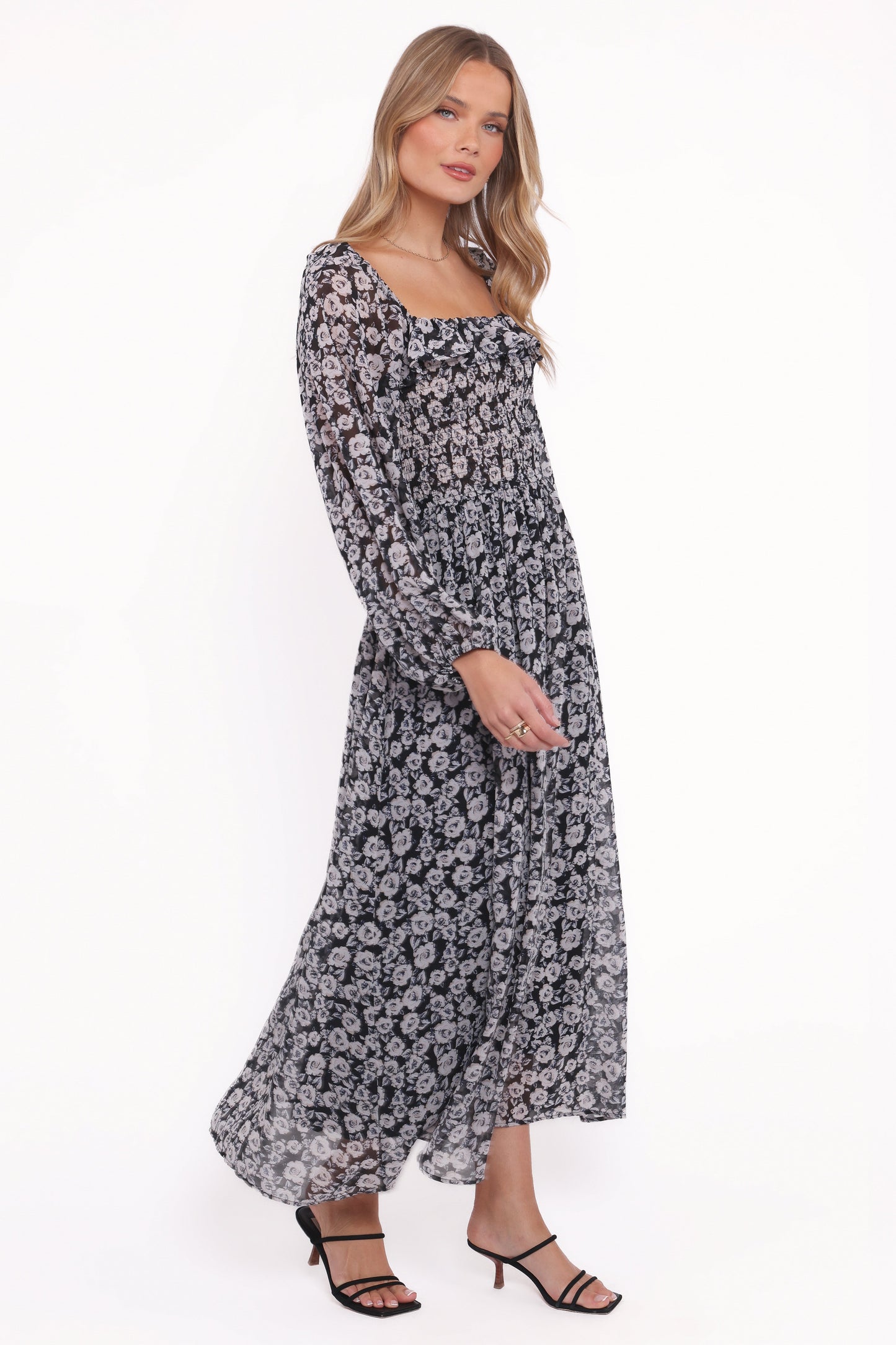 Faith Long Sleeve Maxi Dress - Black Floral