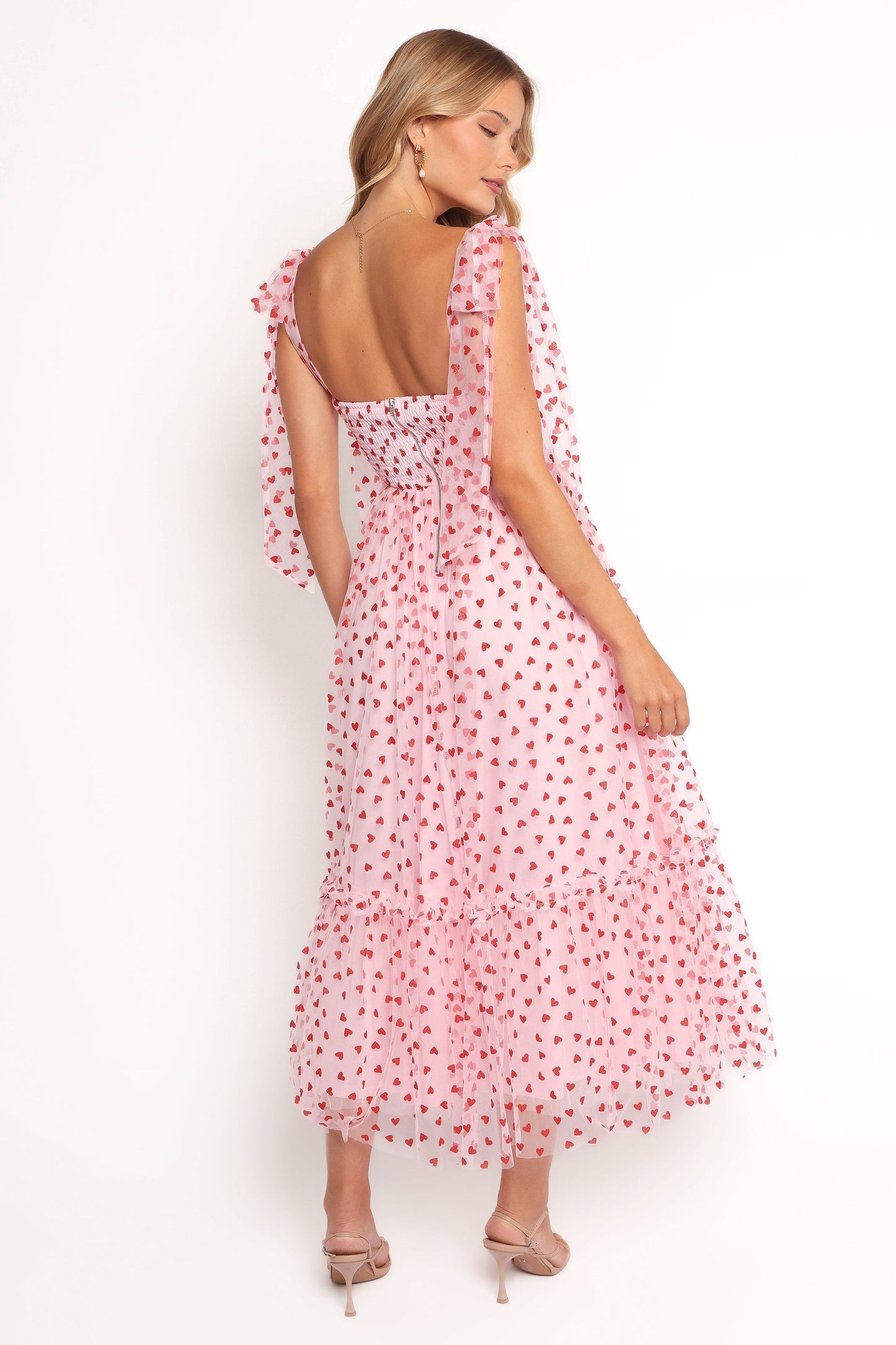 Floret Midi Dress - Red Hearts