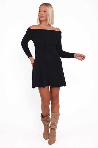 Francisco Long Sleeve Mini Dress - Black