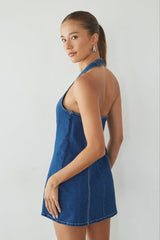 Graylee Halter Denim Mini Dress