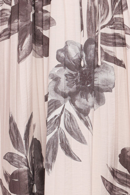 Grainne Long Sleeve Midi Dress - Black/White Floral