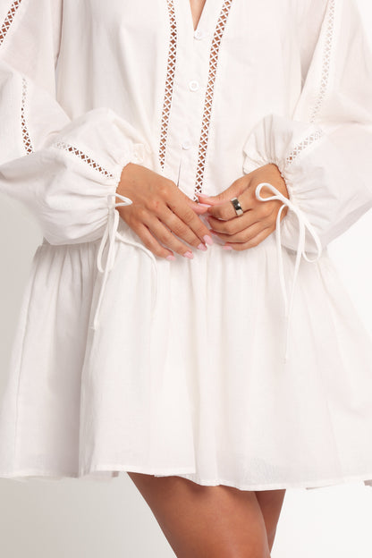 Hart Long Sleeve Mini Dress - White