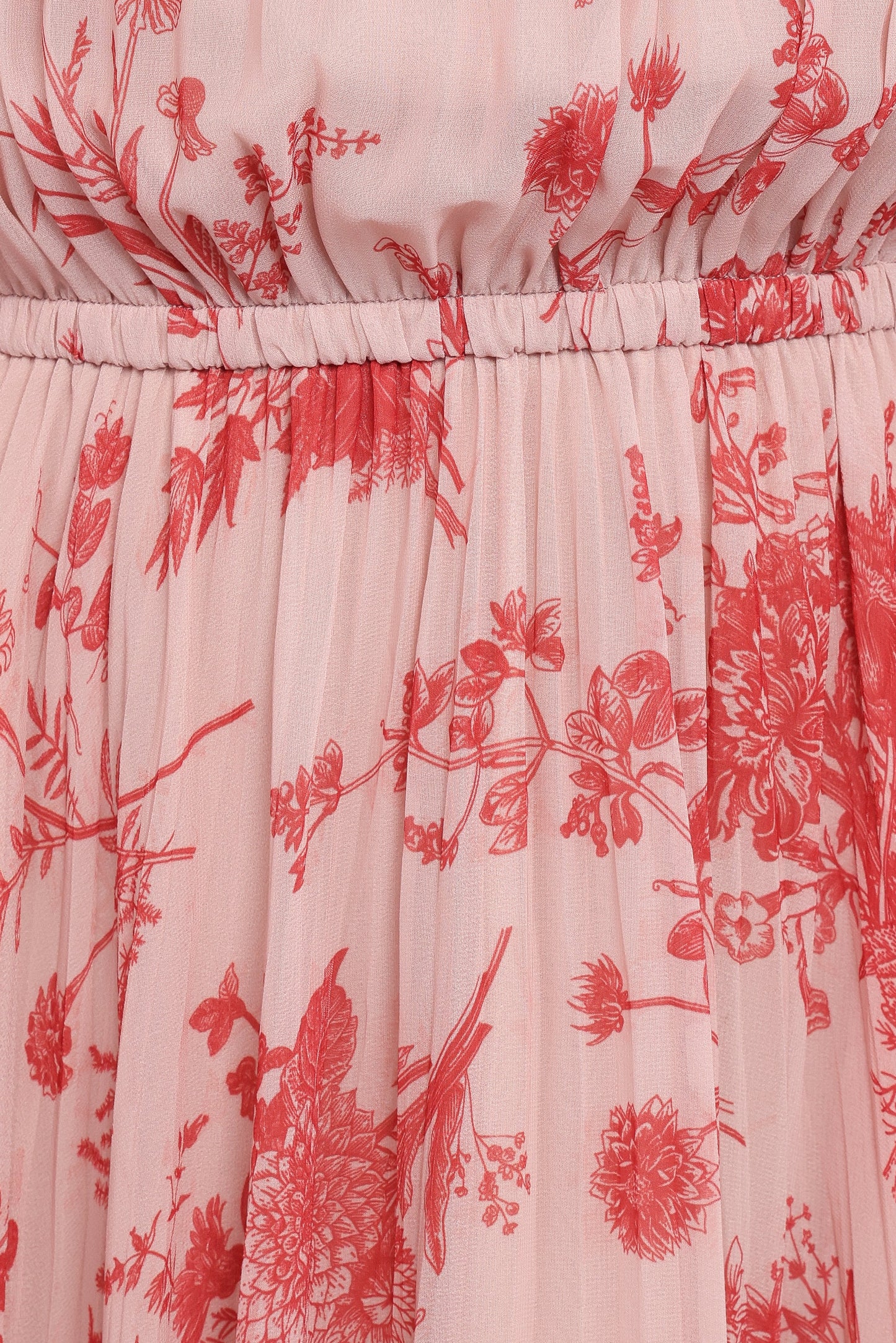 Hilary Pleated Maxi Dress - Red Floral