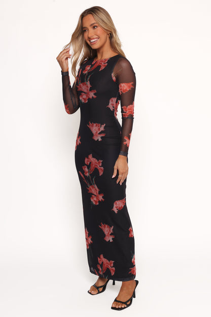 Hilda Maxi Dress - Black Floral