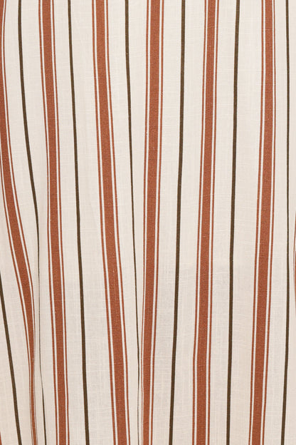 Katherine Midi Dress - Brown Stripe