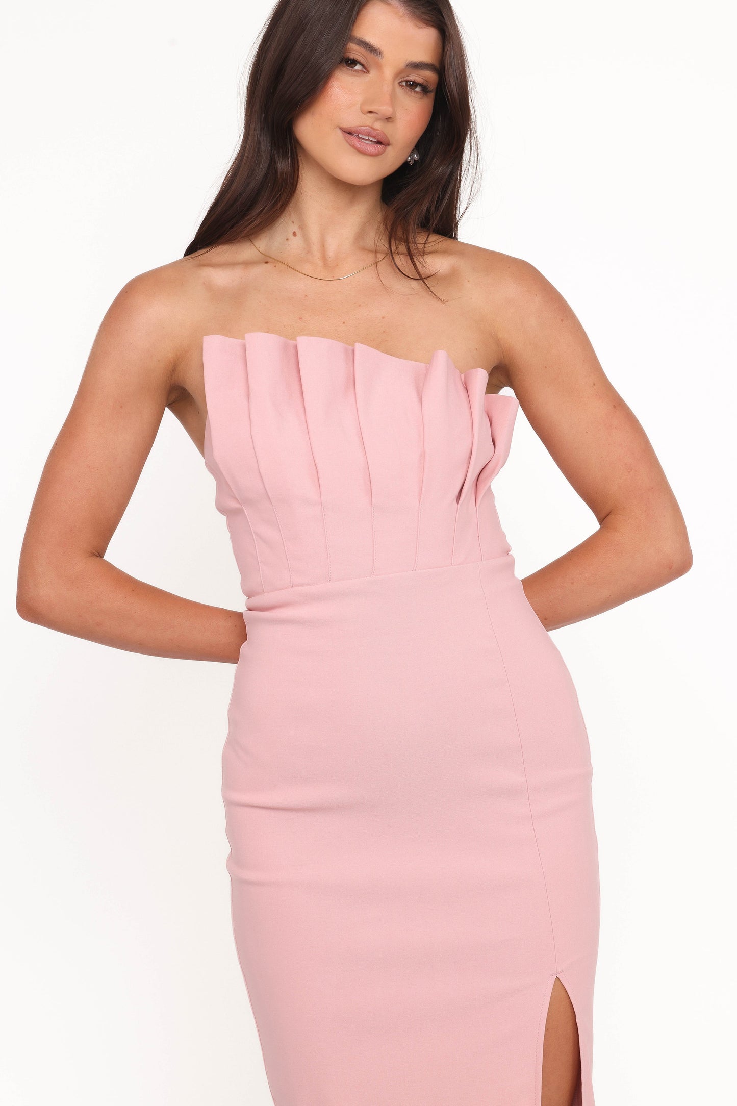 Kinnie Midi Strapless Dress - Pink
