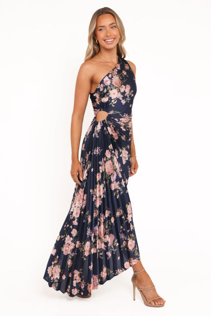 Kleo One Shoulder Maxi Dress - Navy Floral