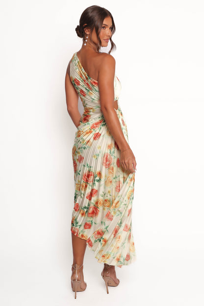 Kleo One Shoulder Maxi Dress - Yellow Floral