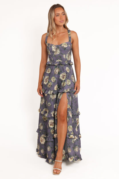Lillee Tiered Maxi Dress - Lavender Floral