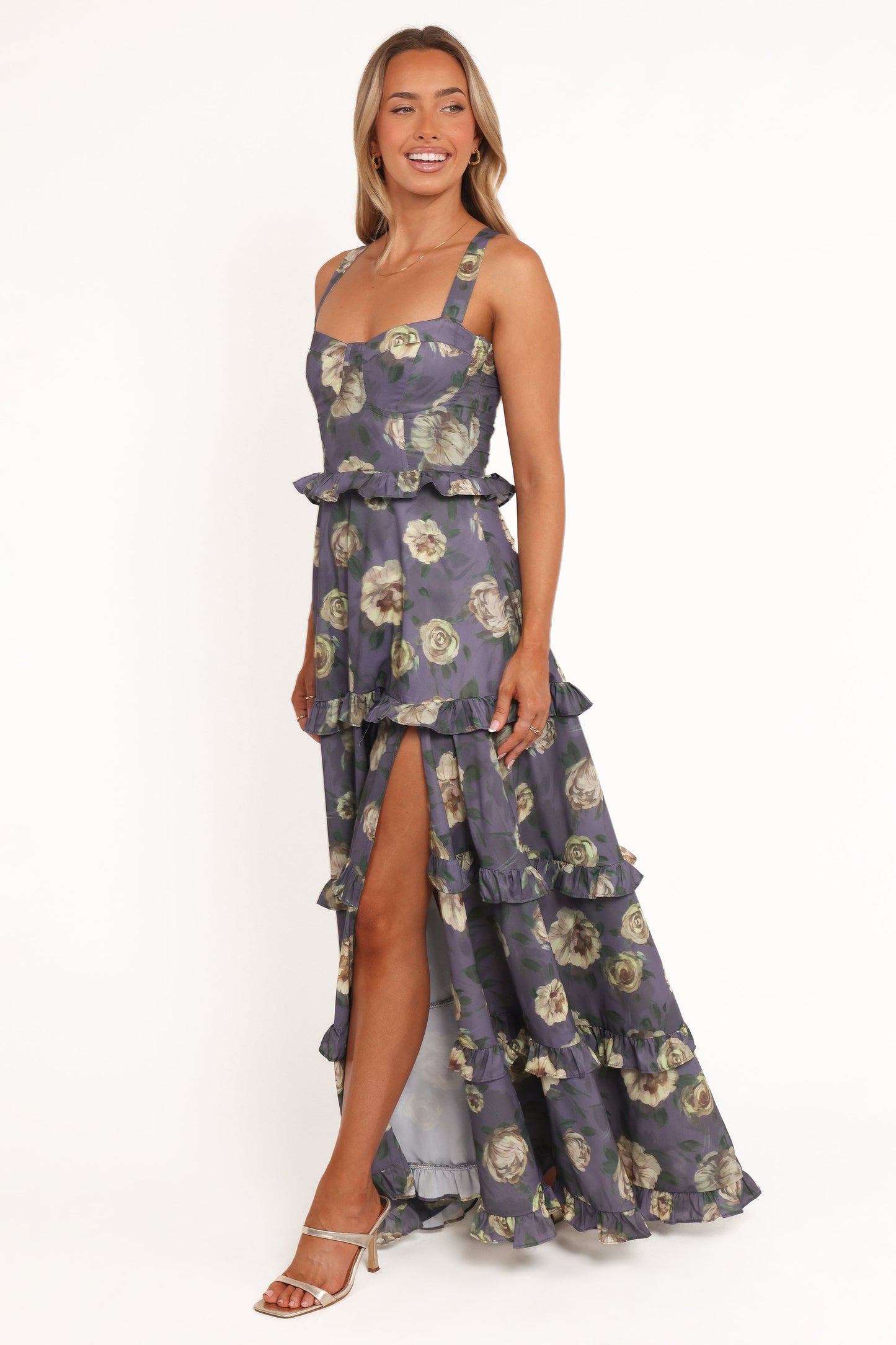 Lillee Tiered Maxi Dress - Lavender Floral