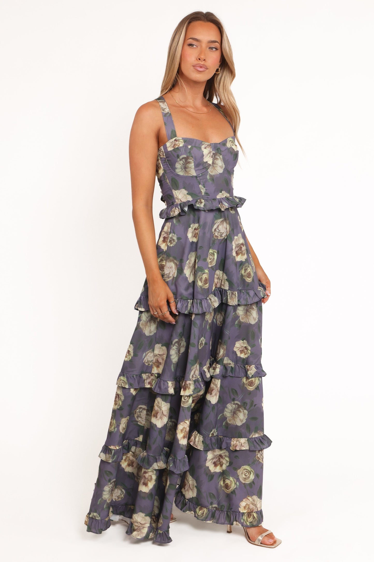 Lillee Tiered Maxi Dress - Lavender Floral