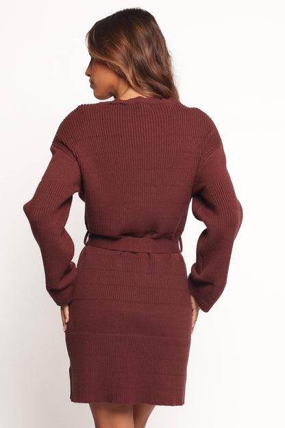 Lucca Mini Sweater Dress - Chocolate Brown