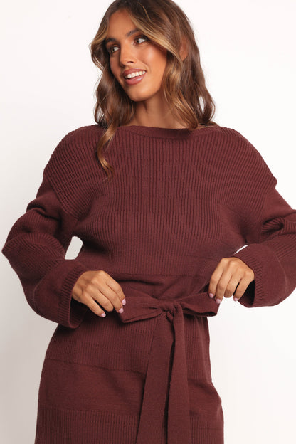 Lucca Mini Sweater Dress - Chocolate Brown