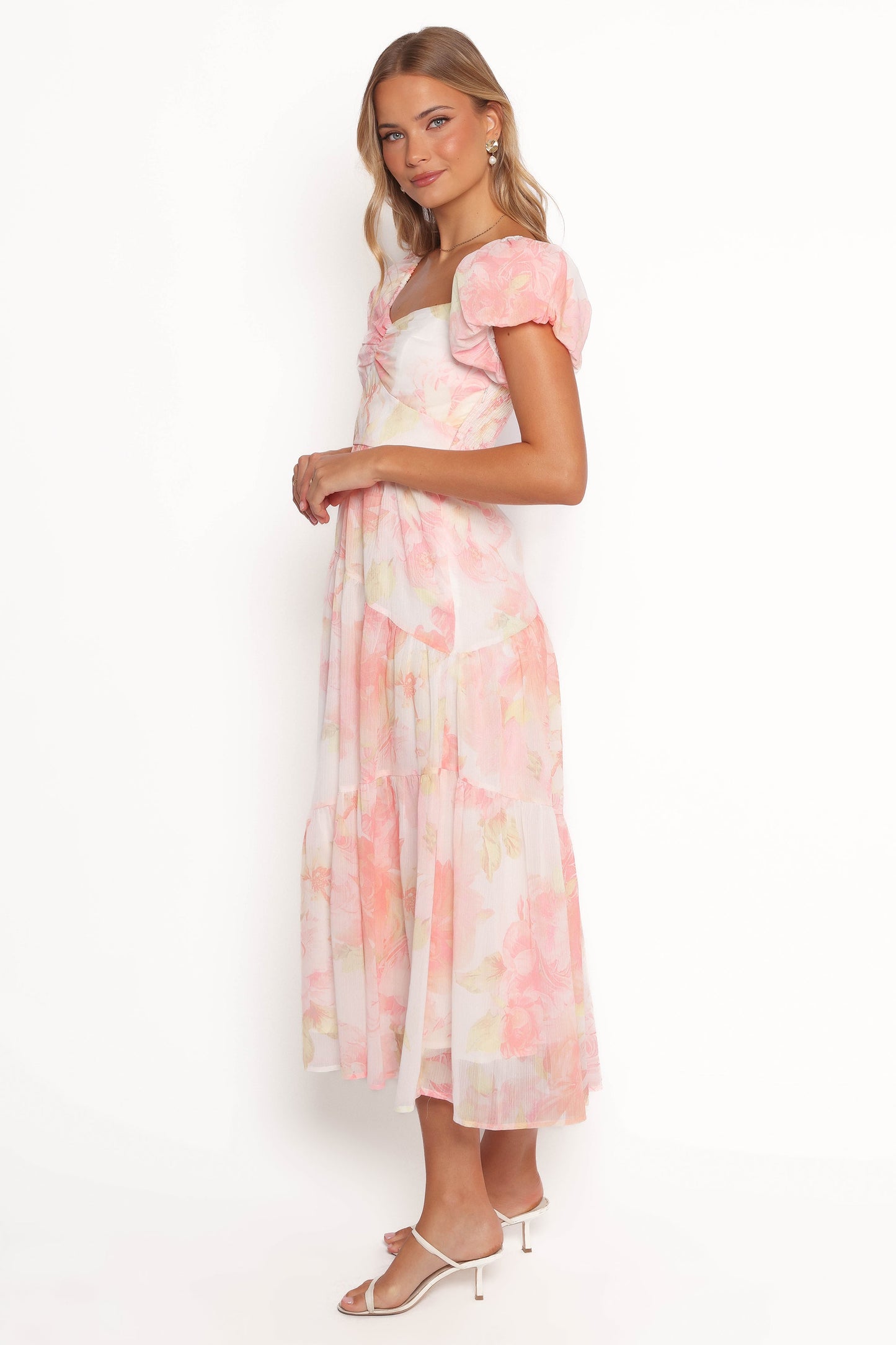 Lumis Midi Dress - Peach Floral